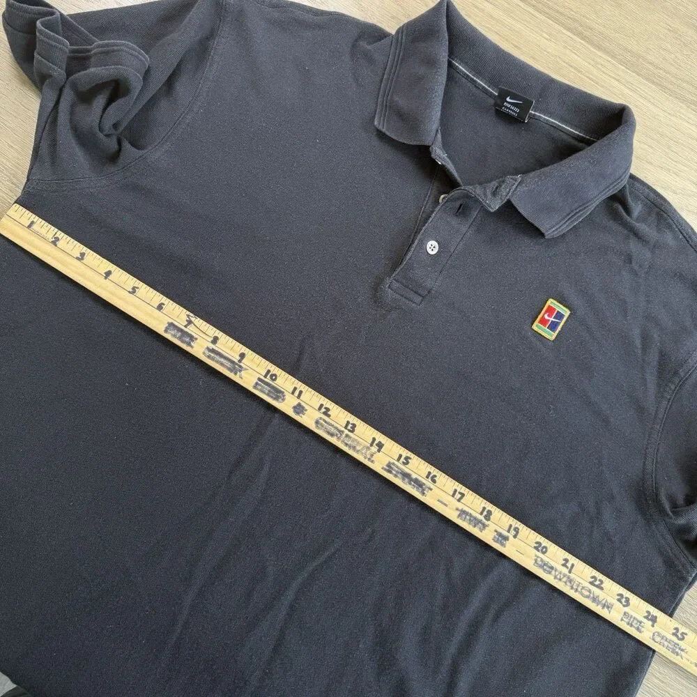 Nike Court Heritage Shirt Men Large Polo Tennis Vintage Black Cotton Blend